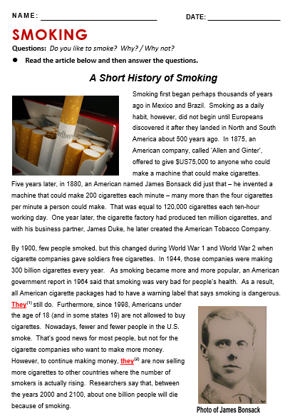 short essays about smoking