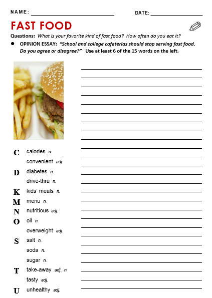 an opinion essay about fast food answers